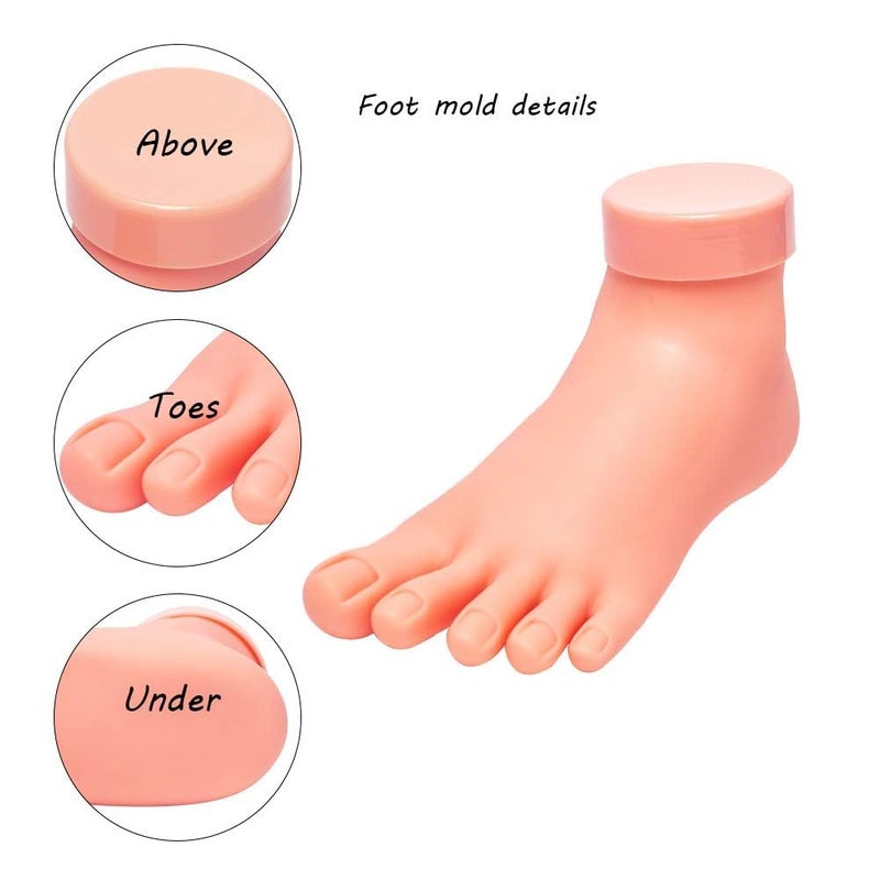 AORAEM Practice Fake Foot Flexible Movable Soft Silicone Fake Foot Tool for Nails Training Display Pink - Image 4